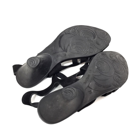 Arche Black Nubuck Strappy Heeled Sandals - Picture 12 of 12